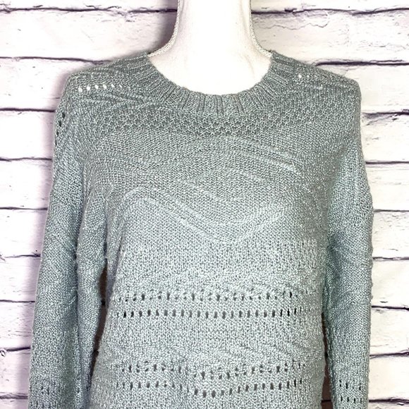 - Lucky Brand Slate Blue Crew Neck Sweater Small 🌺🌼🌸Host Pick - Picture 7 of 9